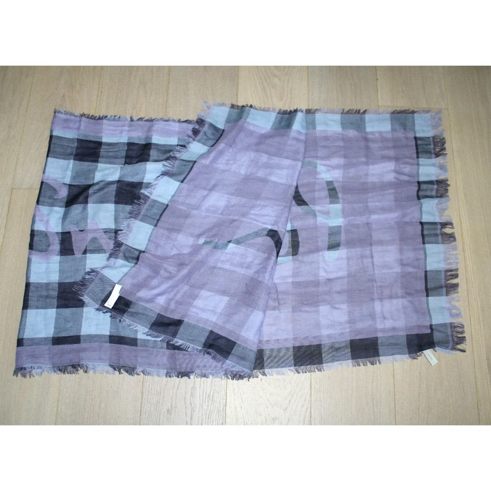D0 NWoT New PAUL SMITH Scarf Shawl 100% Cotton Plaid Logo 26